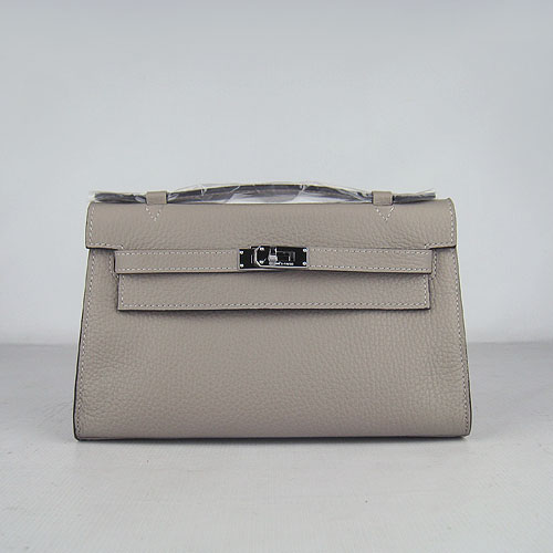 AAA Hermes Kelly 22 CM France Leather Handbag Grey H008 On Sale